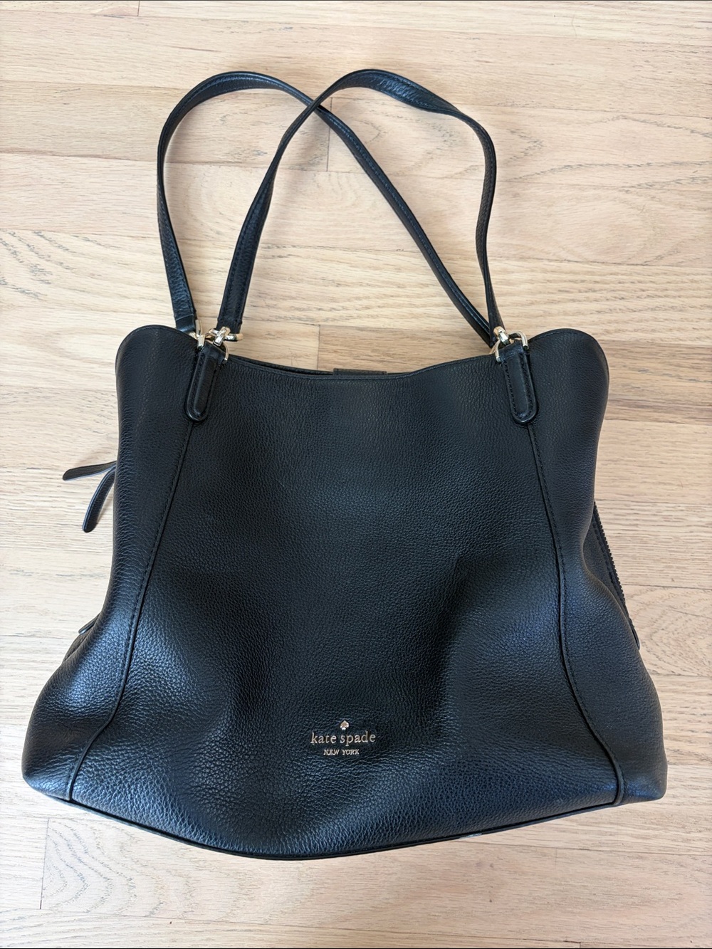 kate spade Black Pebbled Leather Tote with Dual Shoulder Straps